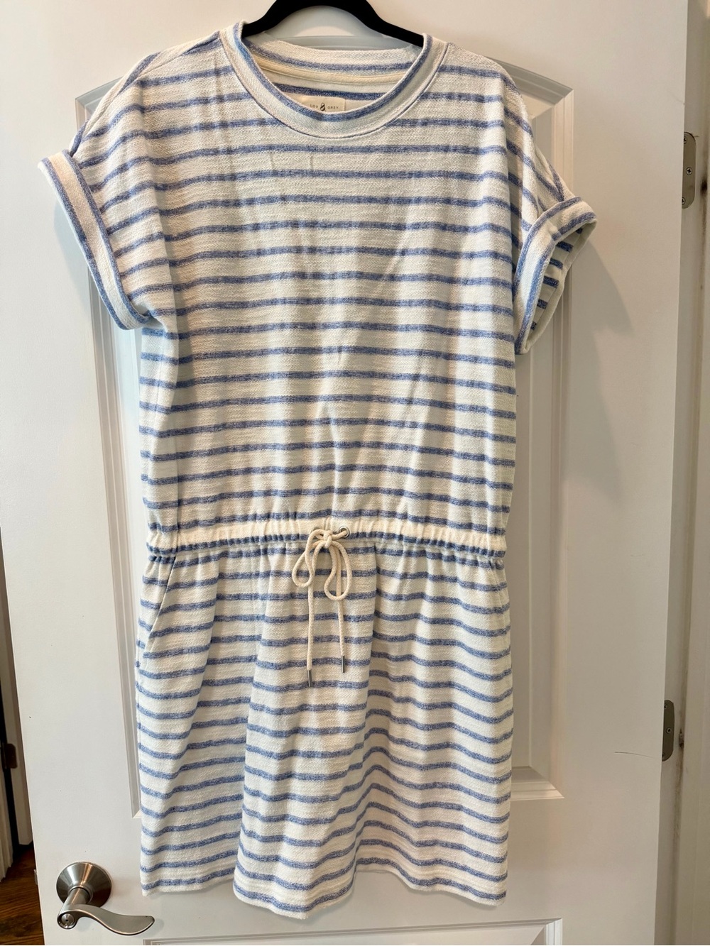 Lou & Grey Striped Cozy Cotton Terry Pocket Dress NWT!